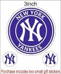 NY Yankee Sticker (4-Different Sizes) New York Vinyl Decal Circle Logo, Baseball Stickers (3 inch)