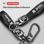 DNGNKNG Yankees Leather Car Keychain Keyring for NY Yankees Baseball Fans,New York Yankees Car Key Fob Holder Keychain Lanyard,Souvenir/Gifts for Baseball Fans