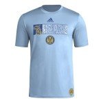 adidas Men's FC Short Sleeve Pre-Game T-Shirt, Smoke Blue/Atlanta United, Medium