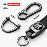 DNGNKNG Yankees Leather Car Keychain Keyring for NY Yankees Baseball Fans,New York Yankees Car Key Fob Holder Keychain Lanyard,Souvenir/Gifts for Baseball Fans
