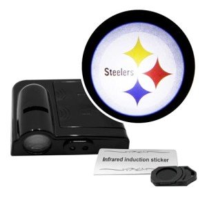 Sporticulture NFL American Football Pittsburgh Steelers - Led Car Door Light - Wireless Led Projector with One Team Logo Slide - Compatible for Most Car Models - Battery-Operated, 2.5” x 2.5”