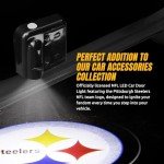 Sporticulture NFL American Football Pittsburgh Steelers - Led Car Door Light - Wireless Led Projector with One Team Logo Slide - Compatible for Most Car Models - Battery-Operated, 2.5” x 2.5”