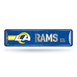 Rico Industries NFL Los Angeles Rams Home Décor Metal Street Sign (4" x 15") - Great for Home, Office, Bedroom, & Man Cave - Made,Silver