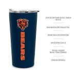 Rico Industries NFL Football Chicago Bears 18oz Soft Touch, Easy Grip Tumbler
