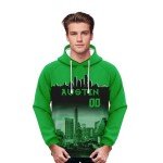 Custom Soccer Hoodies City Night Skyline Sweatshirt for Men-Women-Youth Fans Gift Personalized Name Number Green Black