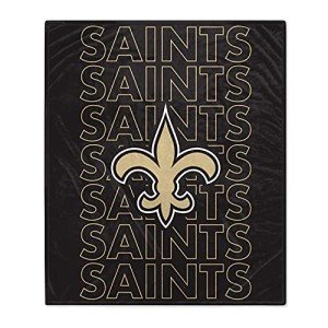 Pegasus Sports NFL Echo Team Wordmark Plush Blanket- New Orleans Saints, Team Color, 60x70