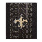 Pegasus Sports NFL Echo Team Wordmark Plush Blanket- New Orleans Saints, Team Color, 60x70