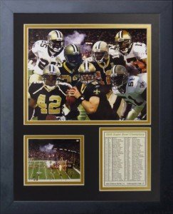 Legends Never Die New Orleans Saints 2009 Champions Framed Photo Collage, 11 by 14-Inch