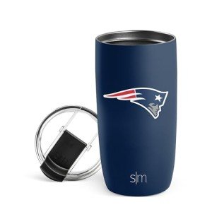 Simple Modern Officially Licensed NFL New England Patriots 16oz Travel Coffee Tumbler with Flip Lid | Stainless Steel Cup | Football Gifts for Men, Women | Voyager Collection | New England Patriots