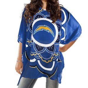 Littlearth Womens NFL Los Angeles Chargers Sheer Caftan with Flower Design, Team Color, One Size
