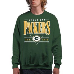 Junk Food Men's Standard x NFL-Established Retro-Officially Licensed Adult Crew Fleece Women, Forest Green