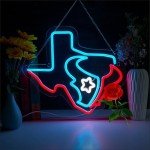 Texans Football Neon Sign for Bar Wall Decor, Houston Football Lights Signs Bar for Man Cave Bedroom Home Bar Shop Pub Bistro Party Hotel Game Room Decor Gifts,17.5 * 15.6 In