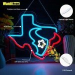Texans Football Neon Sign for Bar Wall Decor, Houston Football Lights Signs Bar for Man Cave Bedroom Home Bar Shop Pub Bistro Party Hotel Game Room Decor Gifts,17.5 * 15.6 In