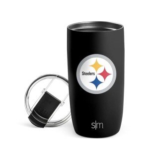 Simple Modern Officially Licensed NFL Pittsburgh Steelers 16oz Travel Coffee Tumbler with Flip Lid | Stainless Steel Cup | Football Gifts for Men, Women | Voyager Collection | Pittsburgh Steelers
