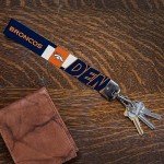 Rico Industries NFL Football Denver Broncos Wrist Lanyard Key Chain, Cute Wristlet Strap Keychain Holder for Women Men Car Keys ID Badges Card Wallet Phone Camera