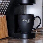 Rico Industries NFL Football New England Patriots Main 15oz Laser Engraved Matte Black Ceramic Bistro Mug - For Hot or Cold Drinks