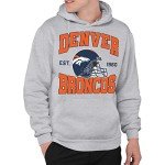 Junk Food Standard Team Helmet Pullover Hoodie. Relaxed Unisex Fit, Denver Broncos-Athletic Heather, Medium
