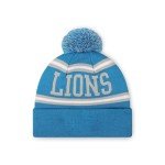 FOCO Detroit Lions NFL Logo Stripe Pom Beanie Hat, Team Color
