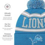 FOCO Detroit Lions NFL Logo Stripe Pom Beanie Hat, Team Color