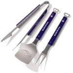 YouTheFan NFL Baltimore Ravens Spirit Series 3-Piece BBQ Set , Stainless Steel, 22" x 9"