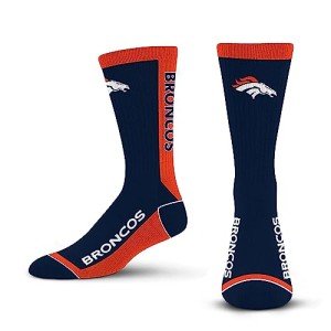 For Bare Feet NFL DENVER BRONCOS MVP Crew Sock Team Color Large