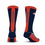 For Bare Feet NFL DENVER BRONCOS MVP Crew Sock Team Color Large