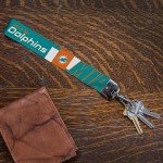 Rico Industries NFL Football Miami Dolphins Wrist Lanyard Key Chain, Cute Wristlet Strap Keychain Holder for Women Men Car Keys ID Badges Card Wallet Phone Camera