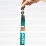 Rico Industries NFL Football Miami Dolphins Wrist Lanyard Key Chain, Cute Wristlet Strap Keychain Holder for Women Men Car Keys ID Badges Card Wallet Phone Camera