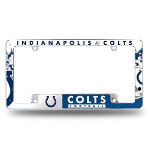 Rico Industries NFL Indianapolis Colts Primary 12" x 6" Chrome All Over Automotive License Plate Frame for Car/Truck/SUV