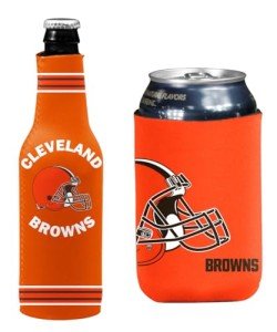 Kolder Football Can & Bottle Holder Insulator Beverage Huggie Cooler (Cleveland Crest/Logo (Browns)), Standard, KLDRSET2