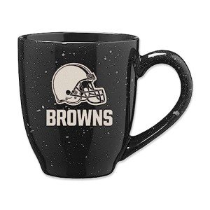 Rico Industries NFL Football Cleveland Browns Alternate 16 oz Team Color Laser Engraved Speckled Ceramic Coffee Mug