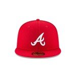New Era 59Fifty MLB Basic Atlanta Braves Fitted Scarlet Red Headwear Cap (7 3/8)