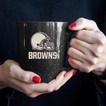 Rico Industries NFL Football Cleveland Browns Alternate 16 oz Team Color Laser Engraved Speckled Ceramic Coffee Mug