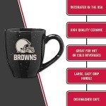 Rico Industries NFL Football Cleveland Browns Alternate 16 oz Team Color Laser Engraved Speckled Ceramic Coffee Mug