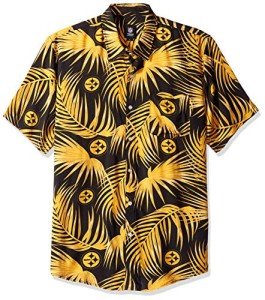 FOCO Pittsburgh Steelers NFL Mens Hawaiian Button Up Shirt - XXL