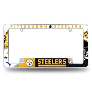 Rico Industries NFL Pittsburgh Steelers Primary 12" x 6" Chrome All Over Automotive License Plate Frame for Car/Truck/SUV