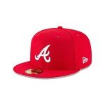 New Era 59Fifty MLB Basic Atlanta Braves Fitted Scarlet Red Headwear Cap (7 3/8)