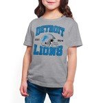 Junk Food Kids' Soft Cotton Blend Crew Neck T-Shirt, Detroit Lions-Athletic Heather Medium