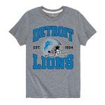 Junk Food Kids' Soft Cotton Blend Crew Neck T-Shirt, Detroit Lions-Athletic Heather Medium