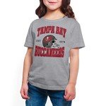 Junk Food Clothing x NFL - Tampa Bay Buccaneers - Team Helmet - Kids Short Sleeve T-Shirt for Boys and Girls - Size Medium