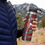 Rico Industries NFL Football Tampa Bay Buccaneers 22oz Stainless Steel Tumbler with Lid - Great For Coffee, Tea, Water or Cocktails