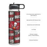 Rico Industries NFL Football Tampa Bay Buccaneers 22oz Stainless Steel Tumbler with Lid - Great For Coffee, Tea, Water or Cocktails