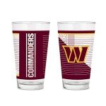 Rico Industries NFL Football Washington Commanders 16 oz Pint Glasses with Digitally Printed Logo, Practical Set of 2 Classic Drinking Glasses, for Fans, Dishwasher Safe