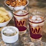 Rico Industries NFL Football Washington Commanders 16 oz Pint Glasses with Digitally Printed Logo, Practical Set of 2 Classic Drinking Glasses, for Fans, Dishwasher Safe