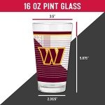 Rico Industries NFL Football Washington Commanders 16 oz Pint Glasses with Digitally Printed Logo, Practical Set of 2 Classic Drinking Glasses, for Fans, Dishwasher Safe