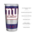 Rico Industries NFL Football New York Giants 20oz Stainless Steel Tumbler with Lid - Great For Coffee, Tea, Water or Cocktails