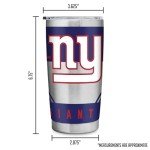 Rico Industries NFL Football New York Giants 20oz Stainless Steel Tumbler with Lid - Great For Coffee, Tea, Water or Cocktails