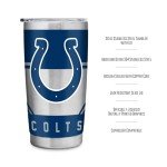 Rico Industries NFL Football Indianapolis Colts 20oz Stainless Steel Tumbler with Lid - Great For Coffee, Tea, Water or Cocktails