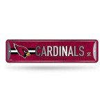 Rico Industries NFL Arizona Cardinals Home Décor Metal Street Sign (4" x 15") - Great for Home, Office, Bedroom, & Man Cave - Made,Silver