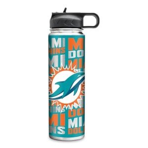 Rico Industries NFL Football Miami Dolphins 22oz Stainless Steel Tumbler with Lid - Great For Coffee, Tea, Water or Cocktails